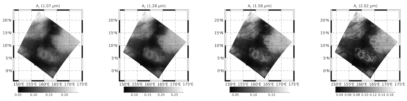 Fig3: Surface albedo mosaics in 4 atmospheric windows.